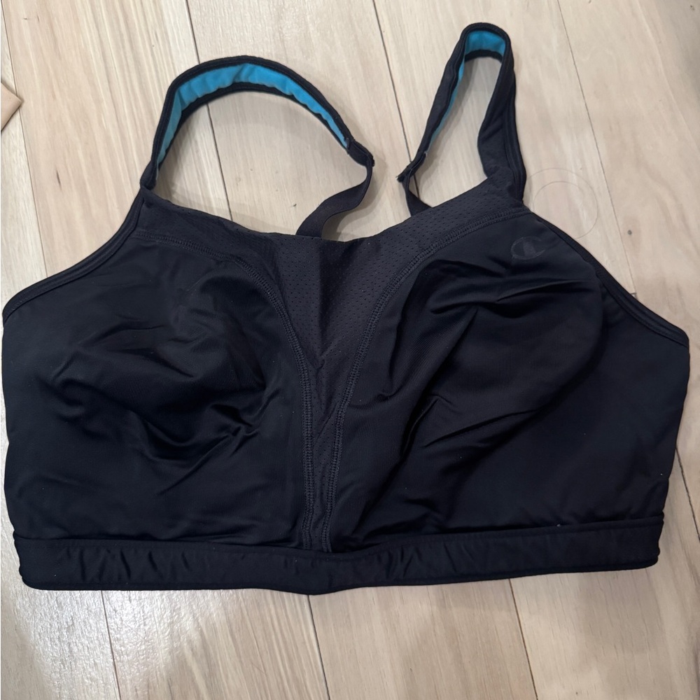 Champion Black Sports Bra with Teal Lining
